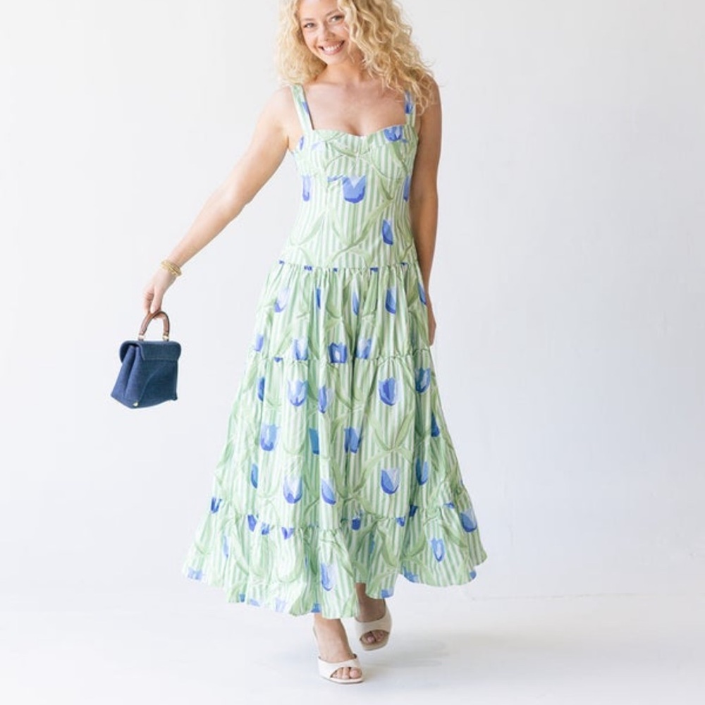 Floral Green and Blue Women's Dress